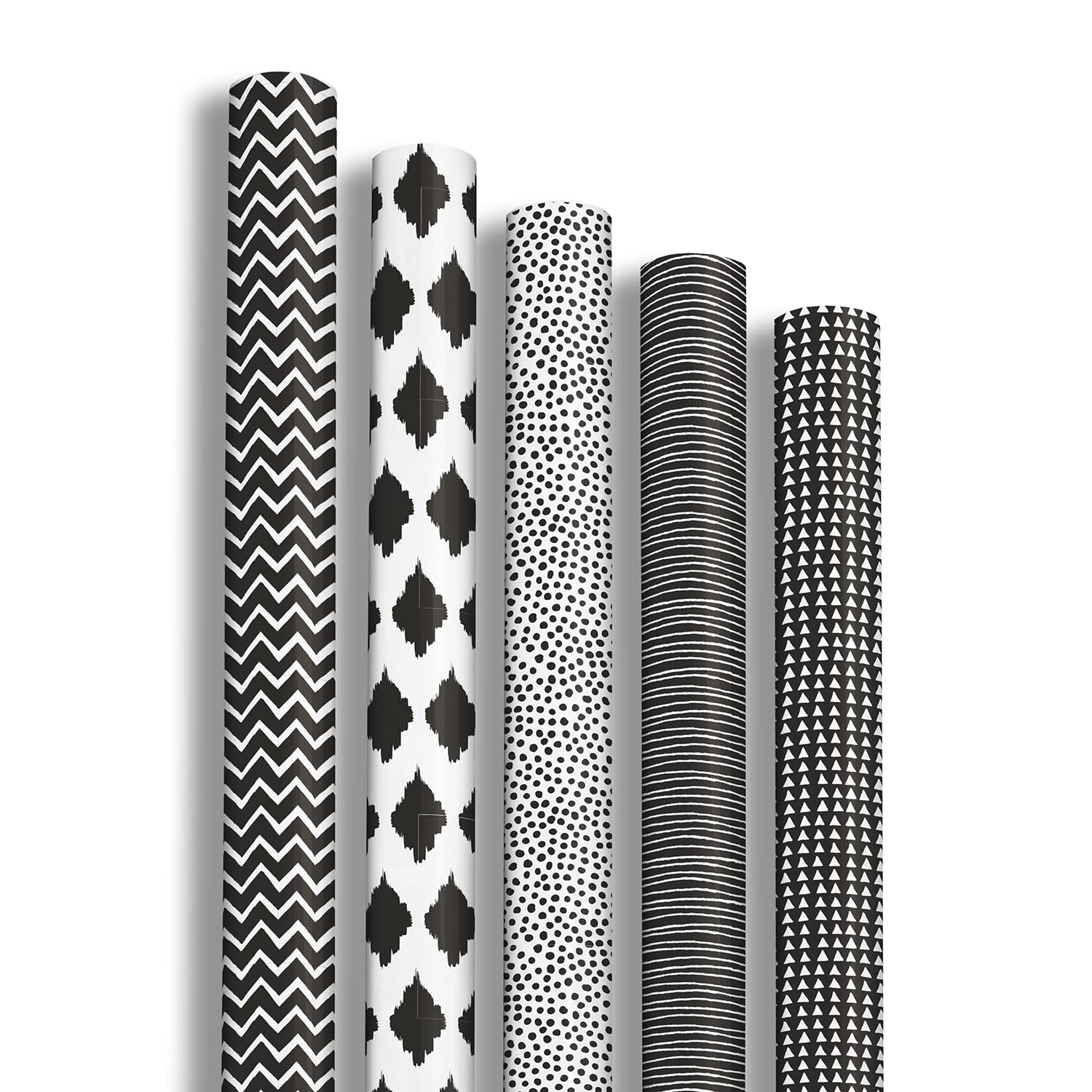 Clairefontaine - Ref 211416AMZC - Printed Wrapping Paper (Single Roll) - 70cm Width x 2m Length, 60gsm Paper - Black and White Design (Pack of 12 Rolls)