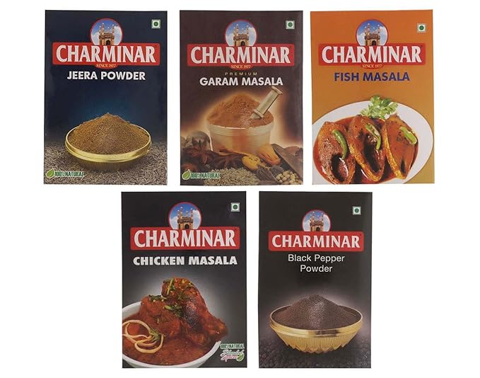 Sainiks Dry Fruit Mall Combo of Jeera Powder, Garam Masala, Fish Masala, Chicken Masala & Black Pepper Powder, 500 Gram