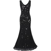Vijiv 1920s Long Maxi Prom Gowns Sequin Mermaid Bridesmaid Formal Evening Dress