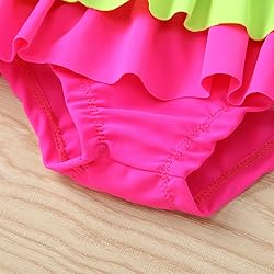 Little Girls Ruffled Rainbow Striped Bathing Suits
