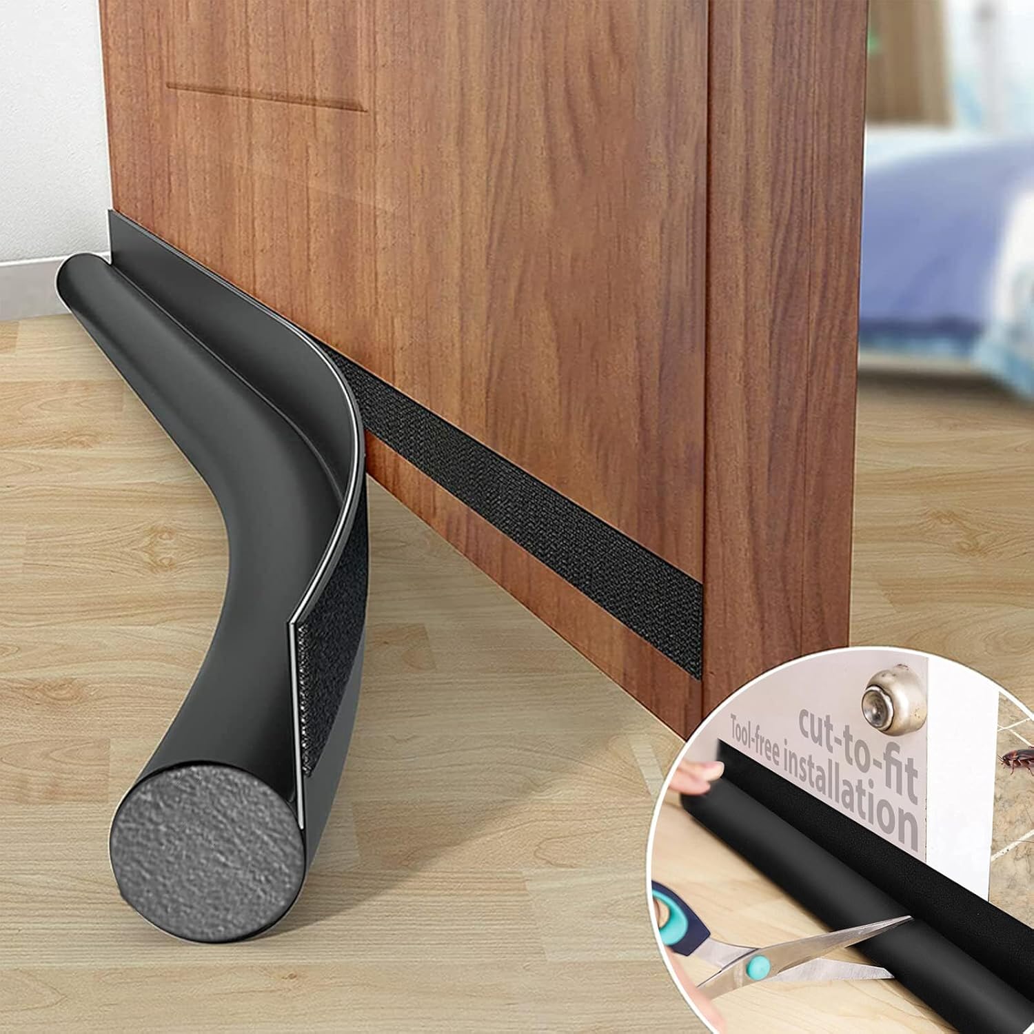 Draft Stoppers - AOKON Under Door Draft Stopper 36 Inch Weather Stripping Door Seal - Seal Gap, Reduce Noise, Cold Air, Dust, Smoke, Wind/Breeze - Easy Installation - Good for Sensitive Skin