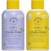 Beekeeper's Naturals Kids Honey Cough Syrup – Day & Night Value Pack – Immune Support with Elderberry, Vitamin C, D, Propolis & Raw Honey – Soothing, Clean Ingredients – Two Pack, 2 x 4 fl oz
