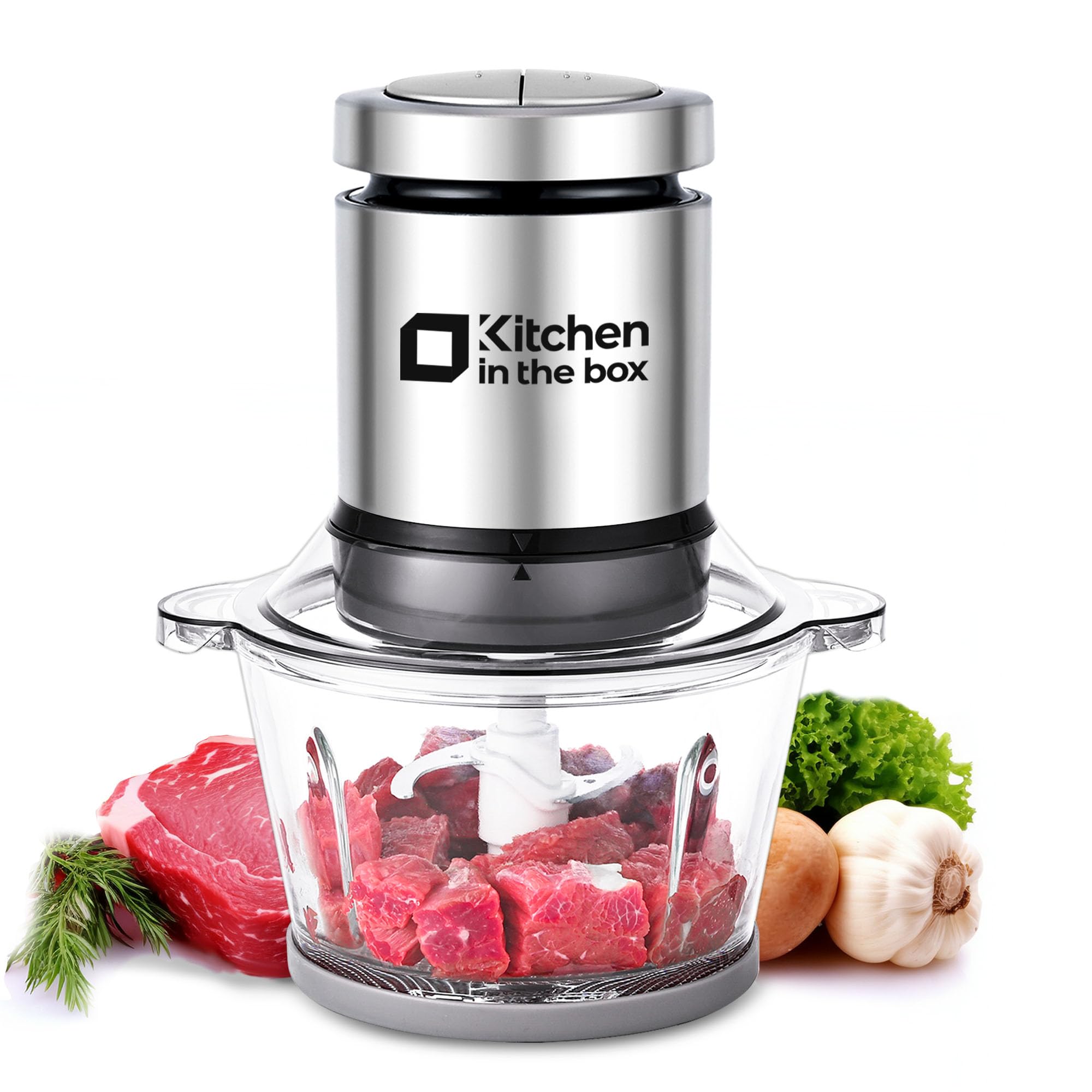Photo 1 of Kitchen in the box Mini Food Processor, Electric Meat Grinder & Food Chopper with 400W Powerful Veggie Chopper-One 3 Cup Bowl & S Blades for Meat/Fish/Vegetable/Baby Food