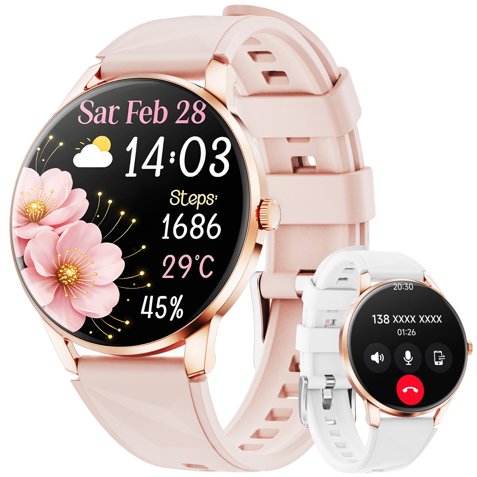 Photo 1 of Karchilor Smart Watch for Women Android/iPhone, 1.32" AMOLED Screen Smartwatch with Answer/Make Call/Fitness Tracker/Heart Rate/SpO2/Sleep Monitor/110+ Sport Modes, 2 Bands