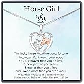 PODLEV Horse Gifts for Girls Women, Cowgirl And Horse Shape Heart Pendant Necklace Gifts for Teen Girls Kids Who Love Horses, Jewelry Equestrian Gift for Birthday Christmas Mother's Day