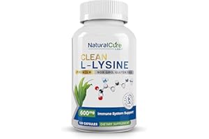 Natural Cure Labs Clean L-Lysine 600mg, 120 Capsules | Vegan, Non-GMO, & Gluten Free