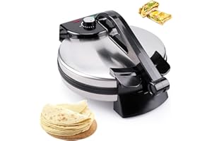 2000W Electric Roti Maker, 10-inch Multipurpose Tortilla Press, Tortilla Maker with Adjustable Temperature & Double-sided Hea