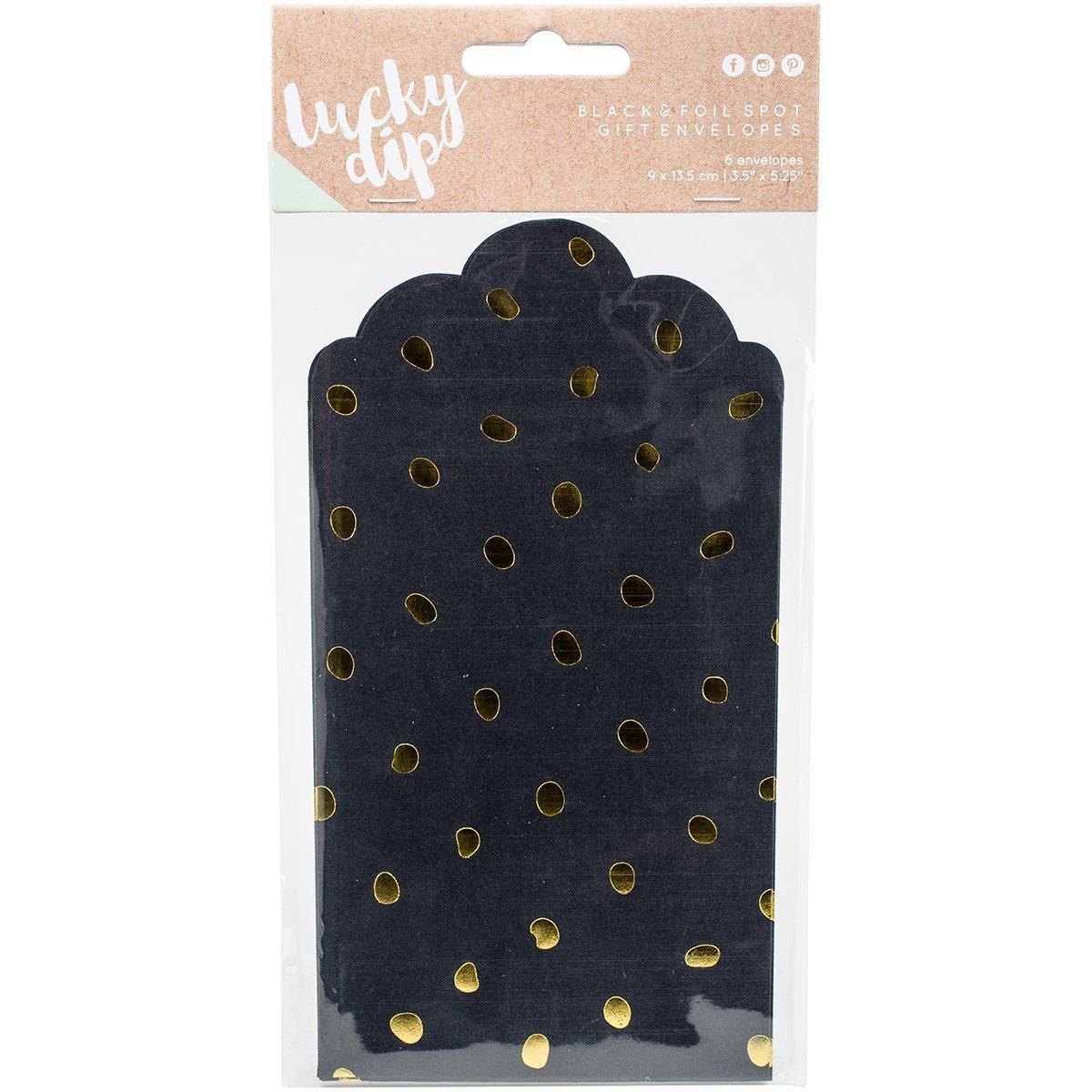 Kaisercraft Lucky Dip Gift Envelopes Black W/Gold Foil 3.5 x 5.25-inch, Acrylic, Multicolour, 11.43x22.09x0.3 cm