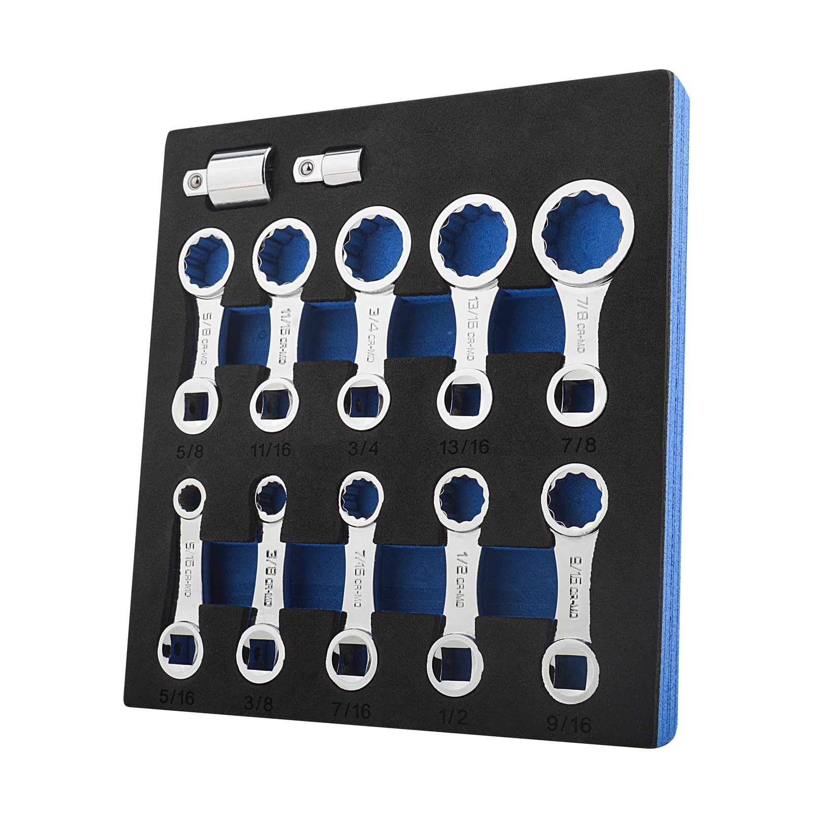 Gunpla 12pcs Torque Adapter Set, SAE 12 Point Fastener 3/8 inch Wrench Torques Adaptor Extension 42 Chrome Molybdenum Steel 5/16 – 3/8 inch Calculation Adjustment Calibration Tools Kit in Storage Case