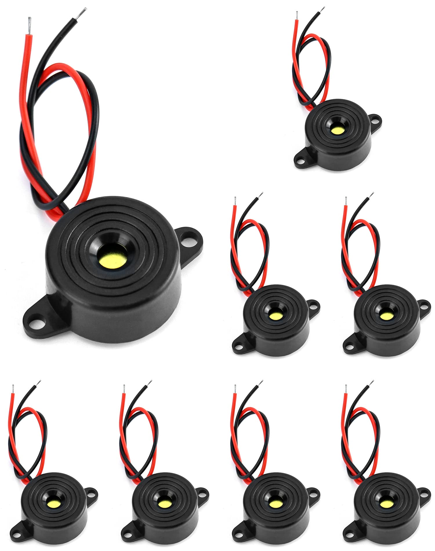QWORK® 8 Pcs Electronic buzzer , 3-24V piezoelectric buzzer 87dB , for physical circuits continuous sound electronic buzzer alarm , cable length 100mm