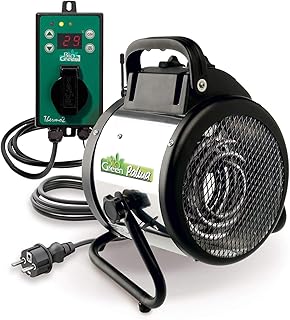 Bio Green Elektrogebläseheizung Palma, 2000 Watt, Digital-Thermostat, IP X4 Spritzwassergeschützt für Gewächshäuser