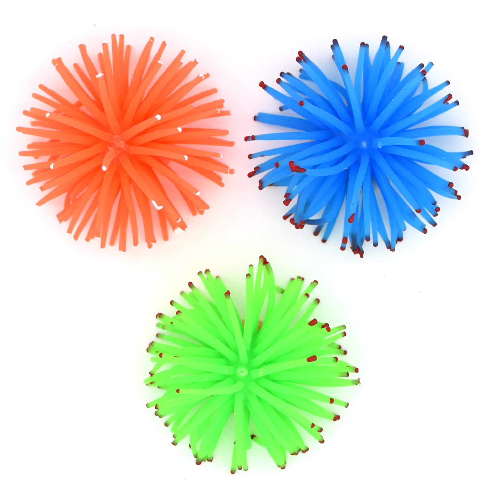 YMWALK Aquarium Fish Tank Ornament Decoration,3PCS Soft Coral Artificial Sea Urchin Ball Anemone Ornament Aquarium Decoration(Green,Orange and Blue)