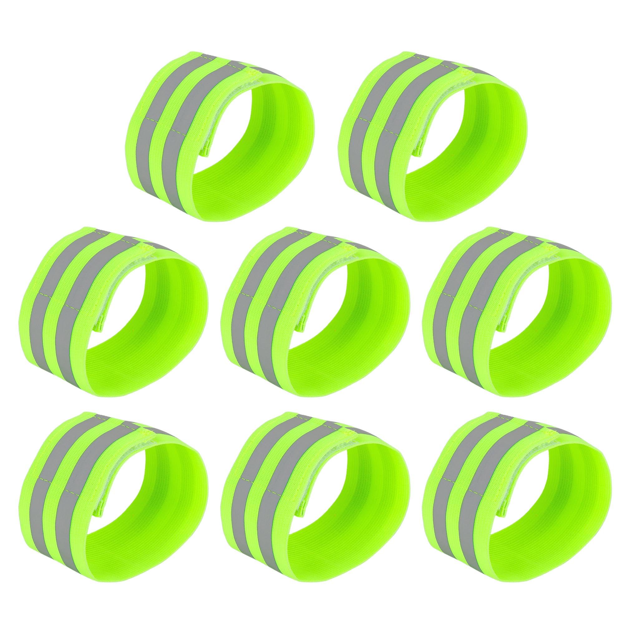 X AUTOHAUX 8 Pcs Reflective Bands for Ankle Cycling Reflective Slaps Green