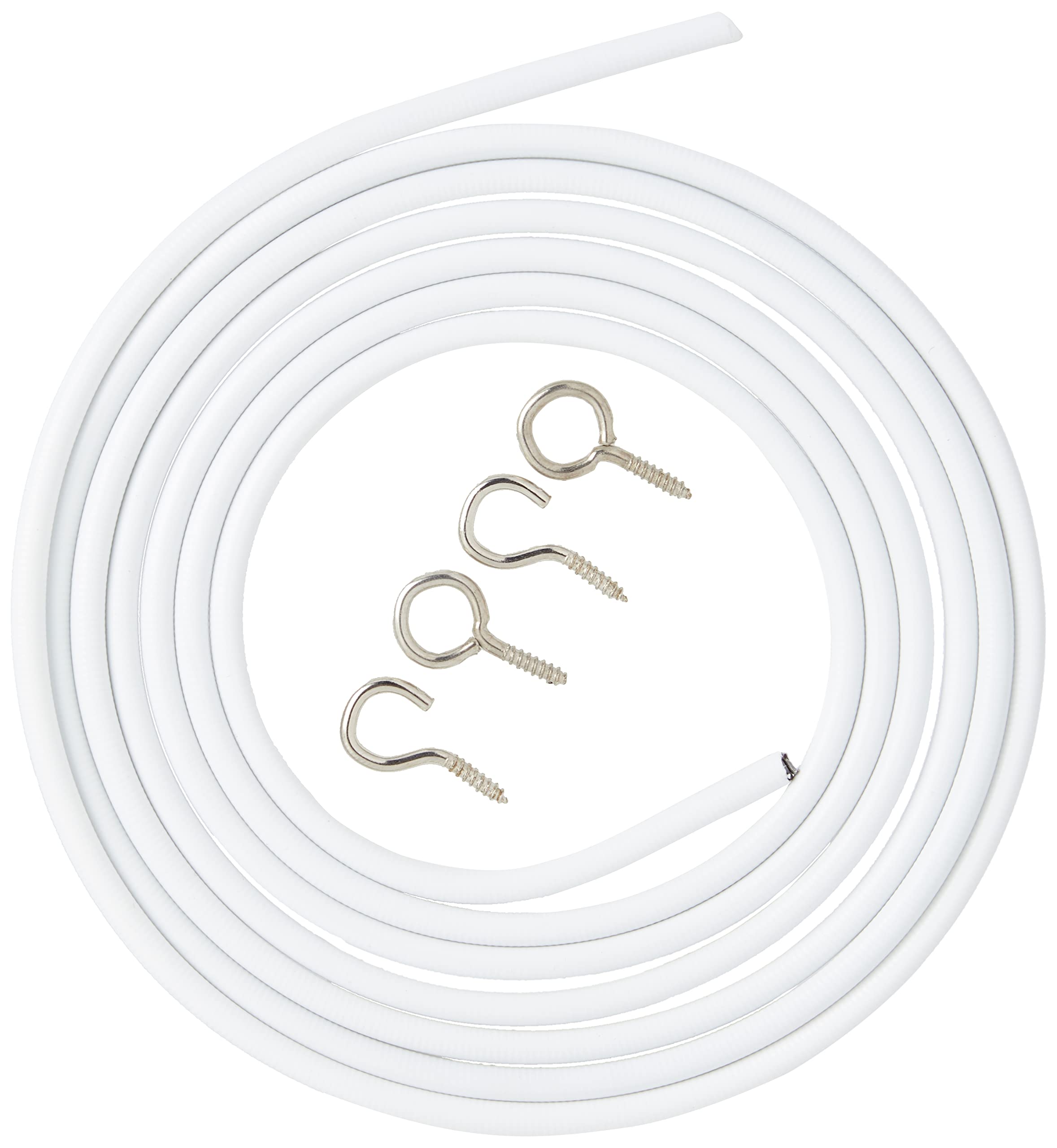 Merriway BH03871 Plastic Coated Curtain Wire with 2 Each Hooks and Eyes, 180 cm (72 inch) , White