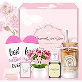 Gifts for Mom, Mom Birthday Gifts with 16 Oz Glass Cup, Heart Necklace, Socks, Mothers Day Gift from Daughter, Son, Husband, Self Care Get Well Soon Gift for Women, Christmas, Thanksgiving