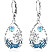 925 Sterling Silver Tricolor Hawaiian 15mm Ocean Wave Leverback Dangle Earrings