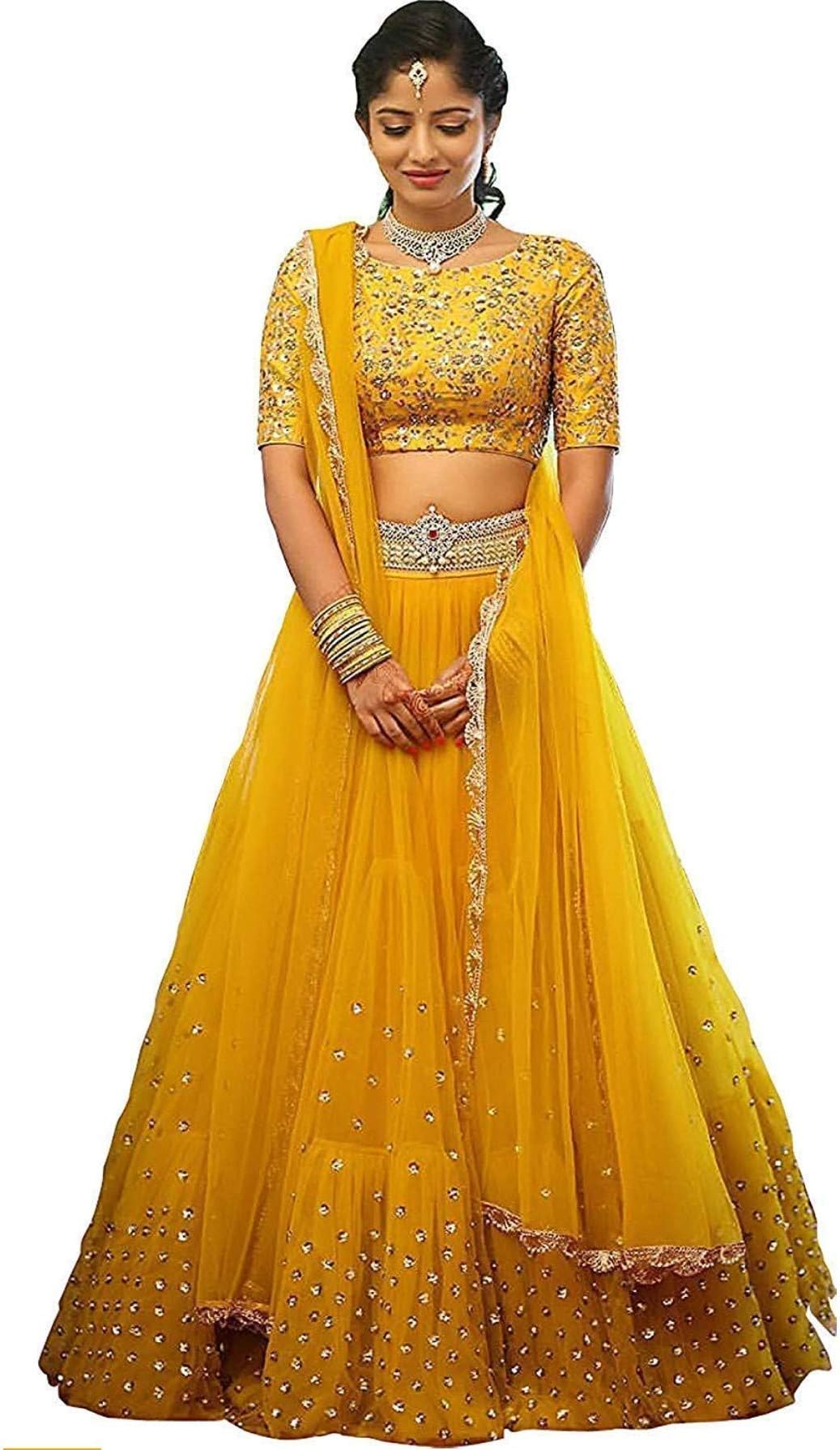 Nilkanth Fashion Hub Women's Georgette Lehenga Choli (Rh13_Grey_Free Size)