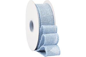 Burlap Wired Edge Ribbon,1-1/2 Inch x 10 Yard,Natural,Solid for Big Bow,Wreath,Tree, Outdoor Decoration(Light Blue)