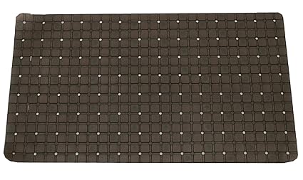 Kuber Industries Checkered PVC Non Slip Bathroom Mat with Suction Cups - 28x14, Brown