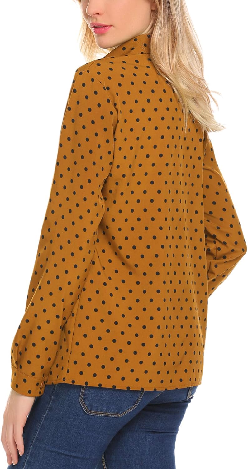 Zeagoo Women's Button Down Shirt Long Sleeve Collared Tops Chiffon Blouse for Women: Clothing