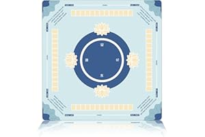 DROUNPHI Mahjong Mat with Rules - 3.8mm Thickened Noise Reducing Mahjong Table Mat for Poker Card Board & Tile Games (31.5inx31.5in, Non-Slip)