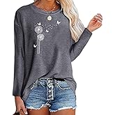 BAOKUAN Womens T Shirt Flower Graphic Tee Tops Autumn Long Sleeve Cotton Tunic Tops