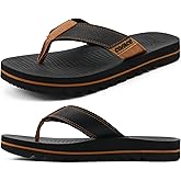COFACE Flip Flops for Men with Arch Support Mens Sport Beach Thong-Sandals Outdoor 2025 Summer Leather Sandal for Man