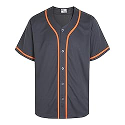 DEHANER Grey Plain Softball Baseball Jersey for Men