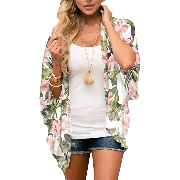 Cardigan D'été Léger Femme - Kimono En Mousseline - Manches Courtes, Translucide - Parfait Plage Ou Quotidien