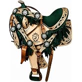 AZ Saddles Handcrafted Leather Show Saddle with Fringe &amp; Tooling 10-18"