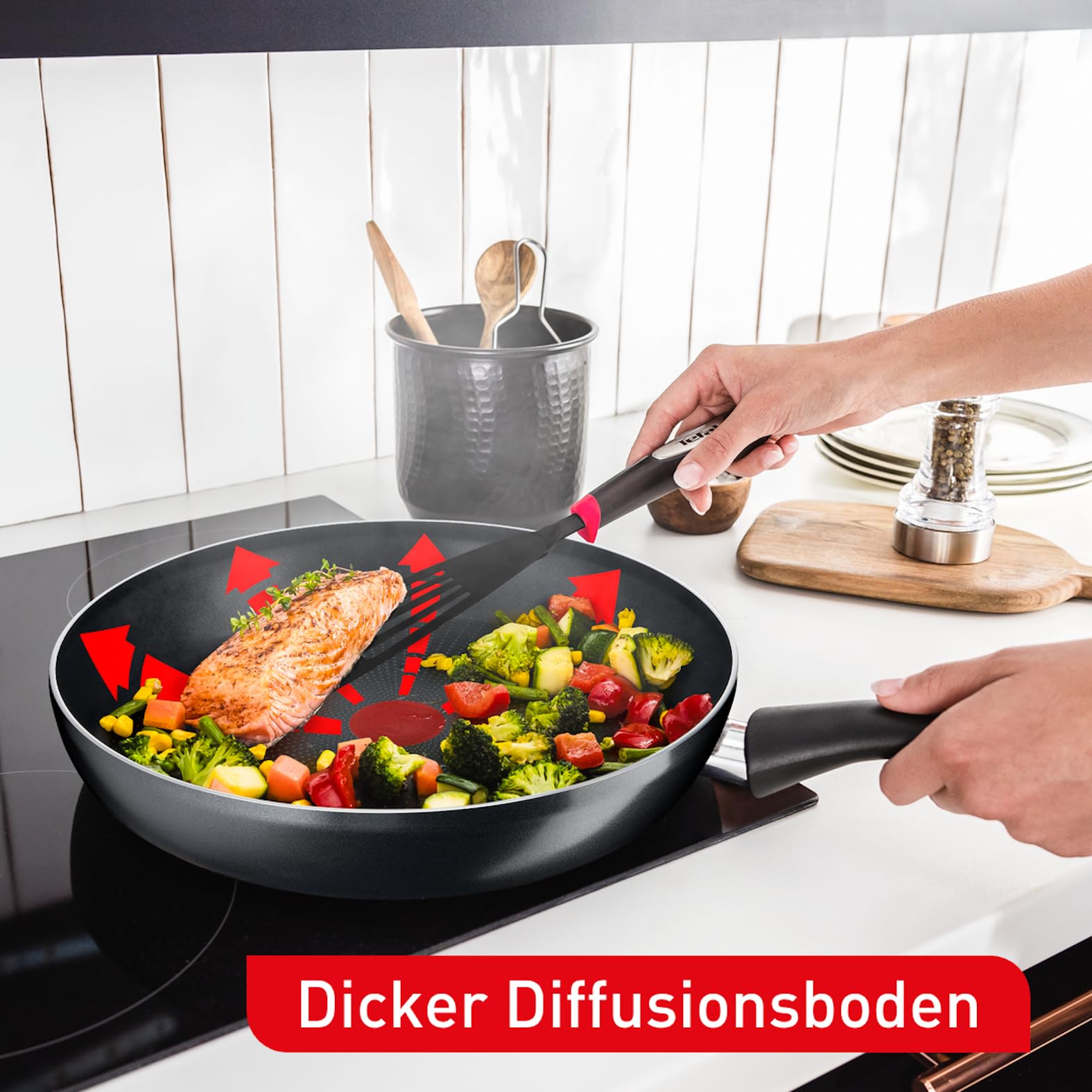 Tefal Hard Titanium Essential Bratpfanne 28 cm, Antihaftversiegelung, Thermo-Signal bei idealer Brattemperatur, spülmaschinengeeignet, Nicht induktionsgeeignet, Made in France, C38806 4