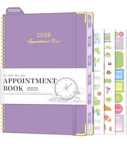 Libro De Citas 2026 – Agenda Diaria 2026, Enero 2026 – Diciembre 2026, Planificador Horario De 8.5 X 11 Pulgadas 2026, Planificador De Calendario Con Pestañas, Cubierta Flexible