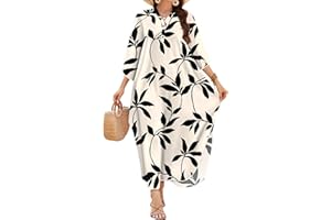 MAKABO Kaftan Dresses for Women Caftans Moo Moos V Neck Beach Swimsuit Cover Up Boho Hawaii Maxi Dress