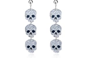 QOCAOFIG Halloween BOO Ghost Skull Earrings for Women, Gothic Dark Bat Dangle Earrings,Retro Acrylic Cute Lightweight Drop Dangle Earring Jewelry Gifts, Holiday Festive Cosplay Party Decorations Accessories