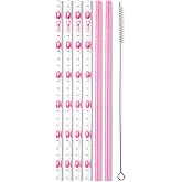 Swig Life Reusable Straws Faboolous + Pink Glitter Tall Straw Set & Cleaning Brush, Each Straw is 10.25 inch Long (Fits Swig Life 20oz Tumblers, 22oz, and 32oz Tumblers)