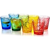 KX-WARE Arcylic Drinking Glasses, 11-ounce Plastic Tumbler Juice Cup Whiskey Glasses, set of 8 Multicolor