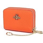 imeetu RFID Credit Card Holder, Small Leather Zipper Card Case Wallet for Women