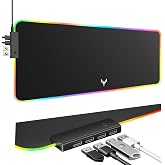 BladeHawks RGB Gaming Mouse Pad with USB Hub and 14 Lighting Modes | Oversized Desk Mat With 4 Port USB Hub, Waterproof Surface, Anti Slip Rubber Base For Gaming And Office