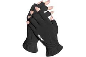 GSAFEME Cotton Gloves Eczema - Fingerless Touchscreen Moisturizing Gloves for Dry Hand Sleeping - Cotton Gloves for Men and Women, Black S/M 1 Pair