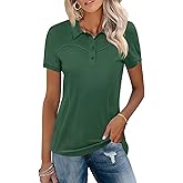 TFSDOD Womens Golf Polo Shirts Collared Short Sleeve T Shirt Lightweight Moisture Wicking Polo Casual 3 Buttons Outfits