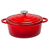 Lexi Home Enameled 3 Qt. Cast Iron Dutch Oven - Red