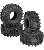 HOBBYSOUL 1.9" RC Crawler Tires & Wheels - 120mm Mud Slingers, Soft Sticky, Silver Beadlock (4 Pack) - View #4