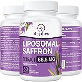 Liposomal Saffron Supplements 88.5 mg, Maximum Absorption, 100% Pure Saffron Extract Capsules for Mood, Energy, Vision & Focus - 60 Vegan Capsules