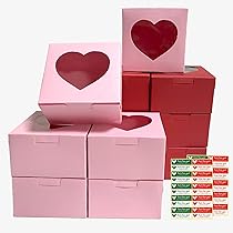 Amazon.com: 12 Pack 4x4x2.6 Inches Red Pink Heart Shaped Boxes 