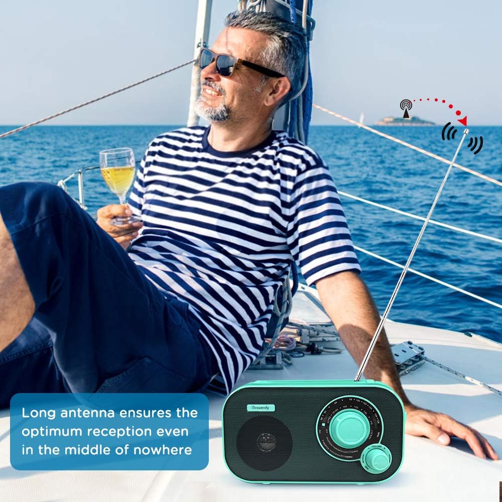 DreamSky Portable AM FM Radio with Great Reception, Battery Operated Radio AC Outlet Powered Radios with Headphone Jack, Handheld Transistor Radios Small Gifts for Seniors, Indoor Outdoor Emergency: Home Audio & Theater