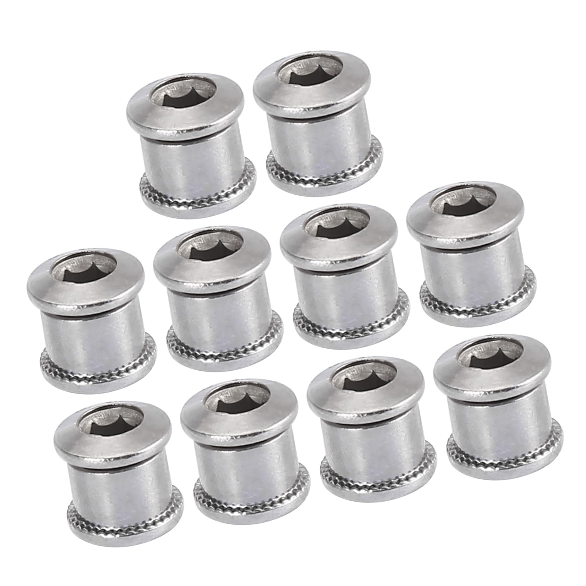 A ABSOPRO Silver Tone 8.5mm Chainring Nuts Road Bicycle Chain Ring Set of 10