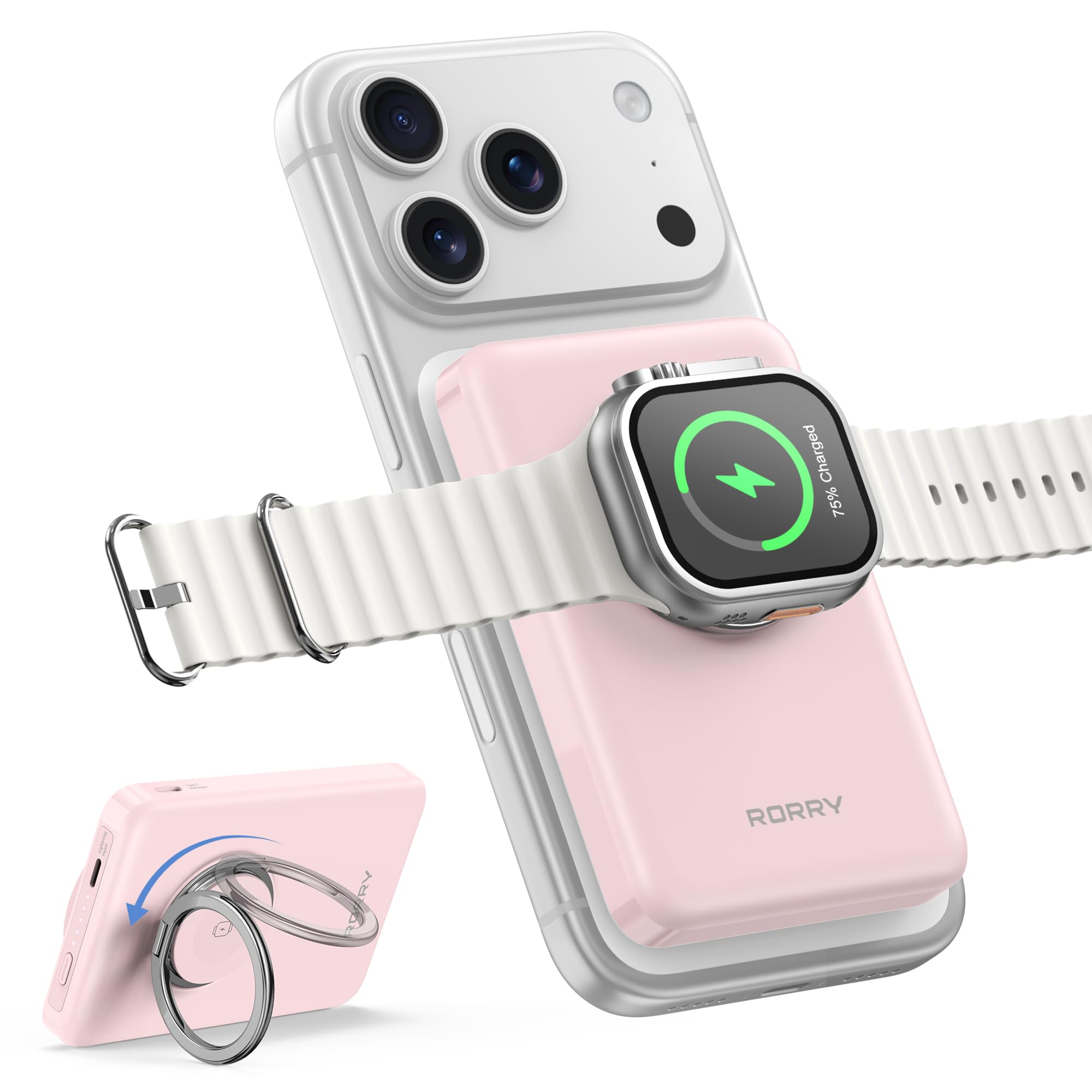 RORRY 進級プロ版 大容量 モバイルバッテリー CharmGo 10000 mAh ケーブル