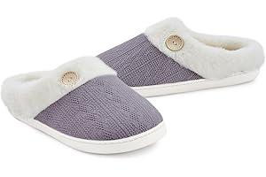 BUNYISCN Women's Fuzzy House Slippers, Comfy Plush Memory Foam Bedroom Slippers Indoor Outdoor Warm Light Shoes Faux Fur Lined Slip On