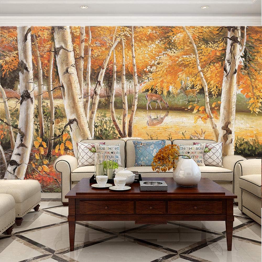 Fotomural no Tejido Bosques, abedules, alces Salón Dormitorio despacho