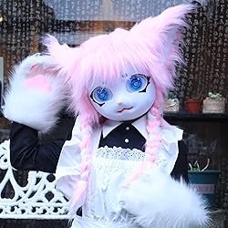 hbbhml Animal Cat Head Mask Fursuit Cute Plush